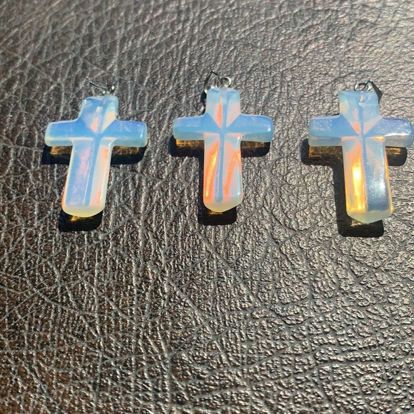 3 NEW Cross Pendants for Necklaces Opaline Opalite - Picture 3 of 3